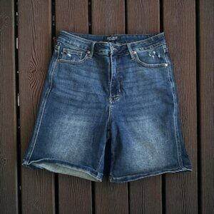 JUDY BLUE Medium Wash Stretch Distressed Jeans Shorts Size XL